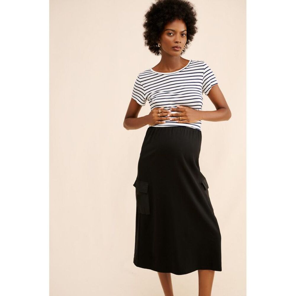 Vero Moda Women Maternity Juna High Waist Midi Pocket Skirt Black XS
